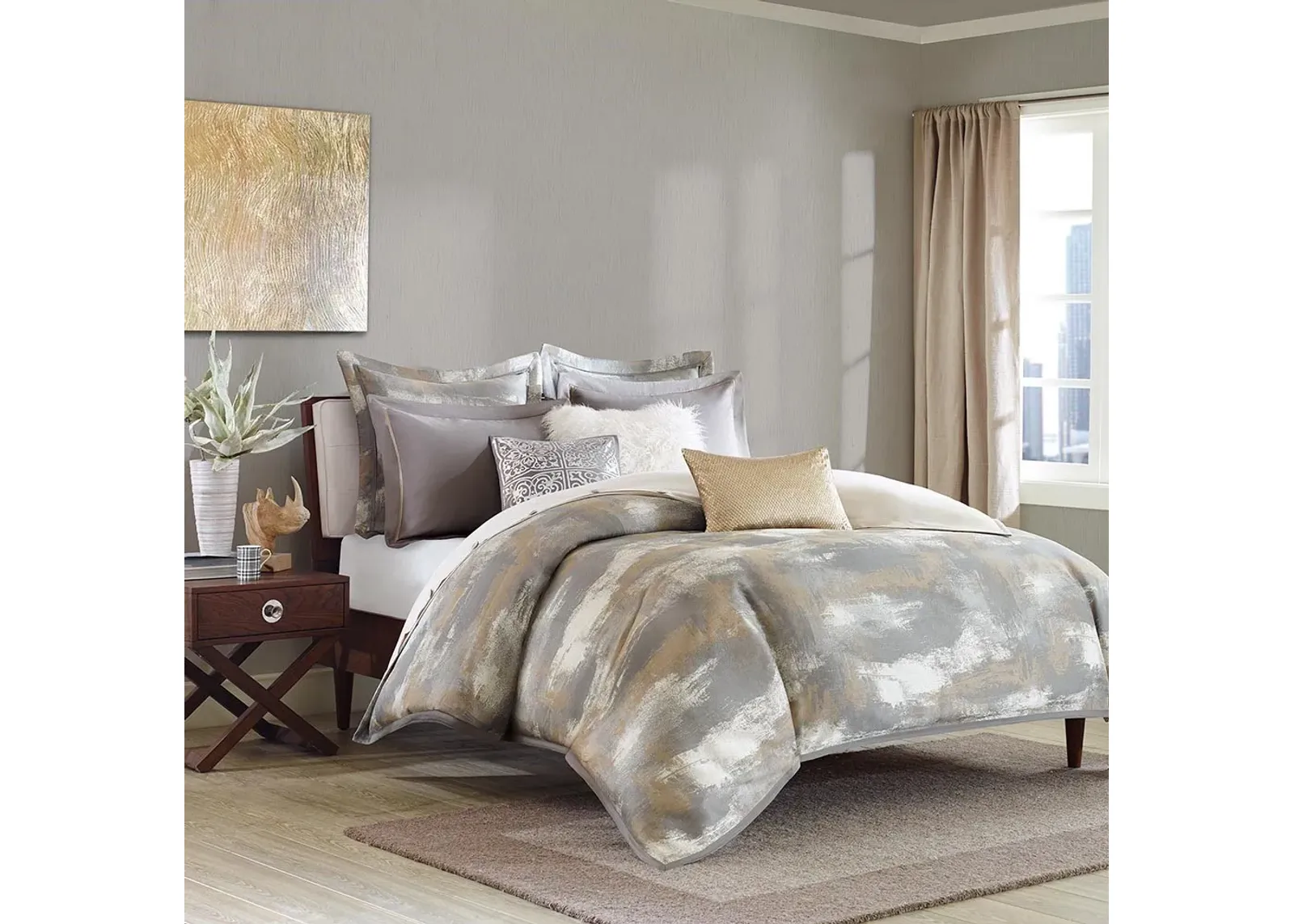 Olliix by Madison Park Signature Graphix Grey Queen Jacquard Comforter Set