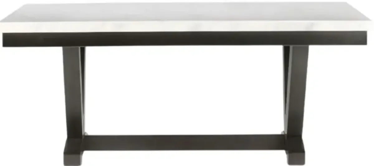Steve Silver Co. Finley White Dining Table with Cordovan Dark Cherry Base