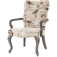 Olliix by Madison Park Ivory Multi Arnau Goose Neck Arm Chair