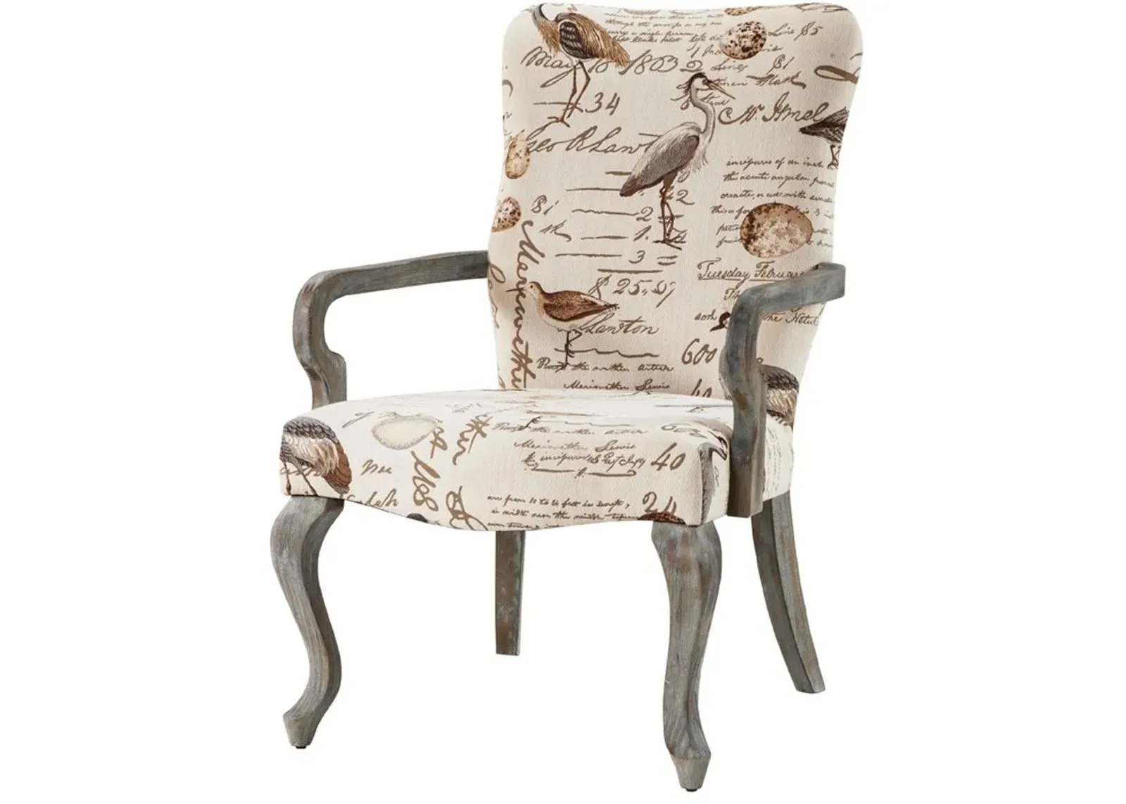 Olliix by Madison Park Ivory Multi Arnau Goose Neck Arm Chair