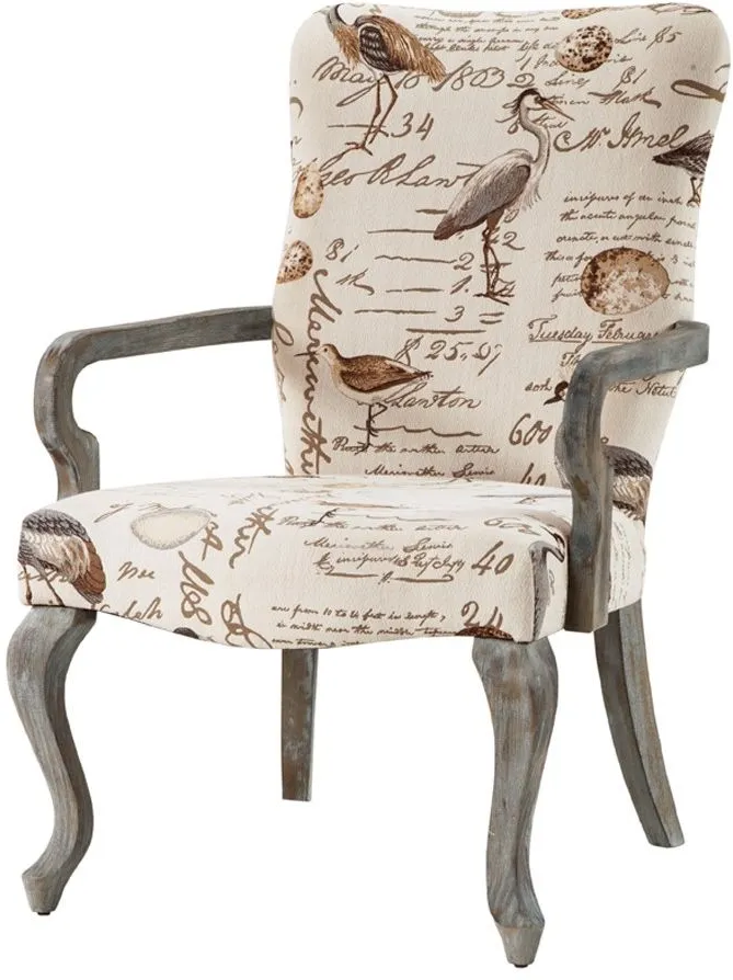 Olliix by Madison Park Ivory Multi Arnau Goose Neck Arm Chair