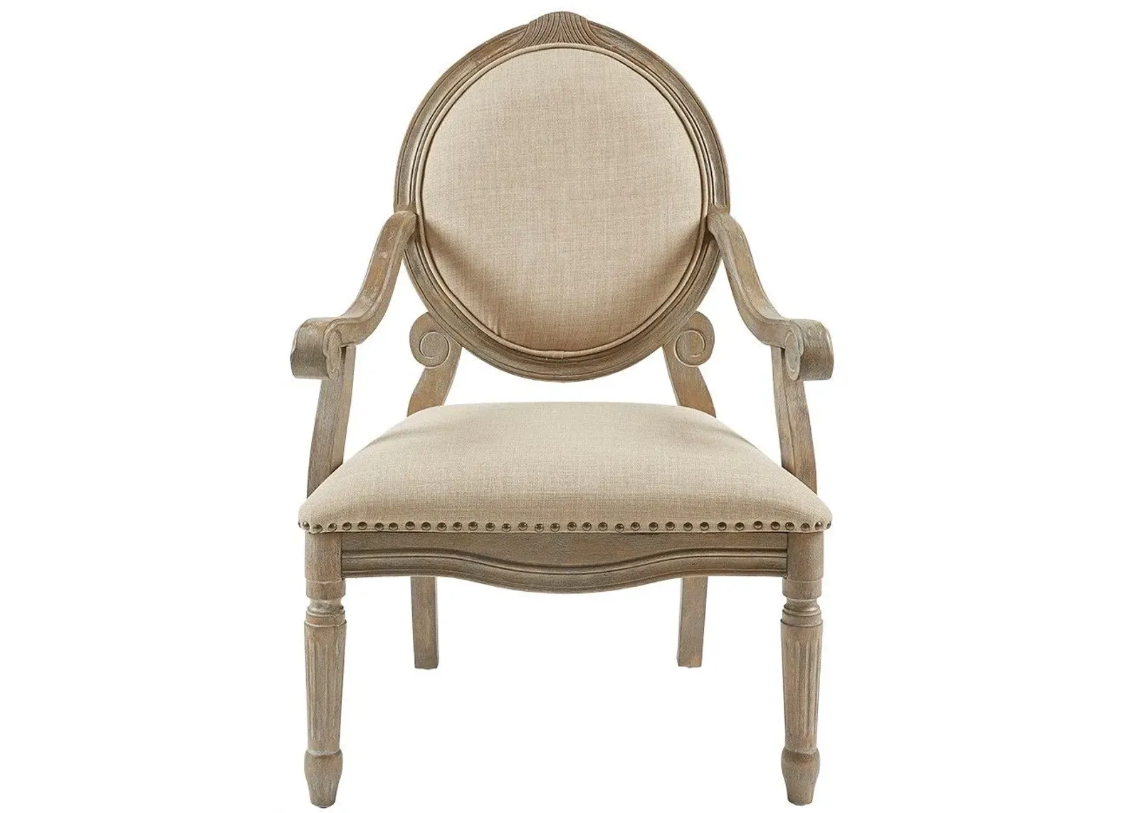 Olliix by Madison Park Beige Brentwood Exposed Wood Arm Chair