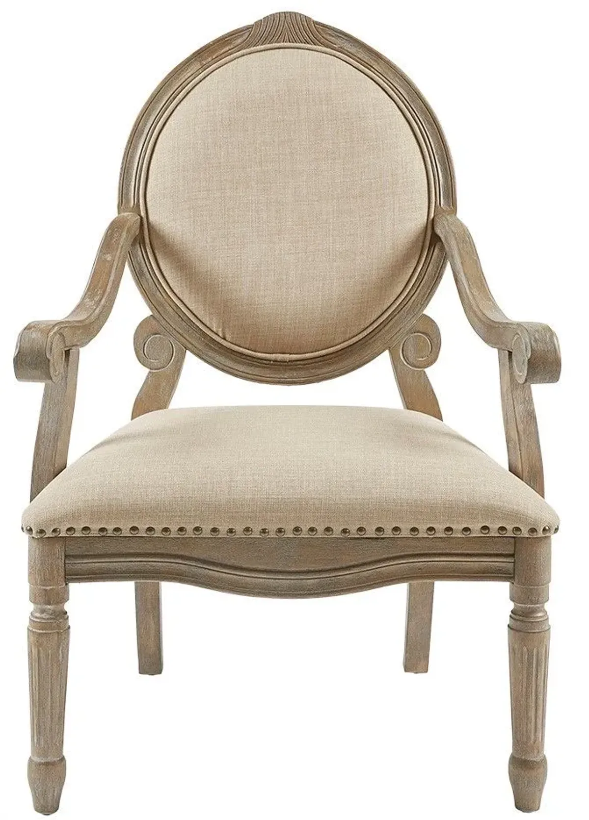 Olliix by Madison Park Beige Brentwood Exposed Wood Arm Chair