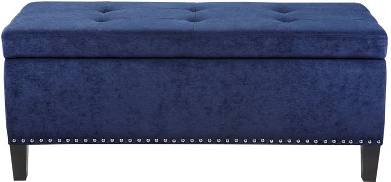 Olliix by Madison Park Blue Shandra II Tufted Top Storage Bench