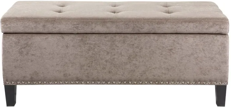 Olliix by Madison Park Taupe Shandra II Tufted Top Storage Bench