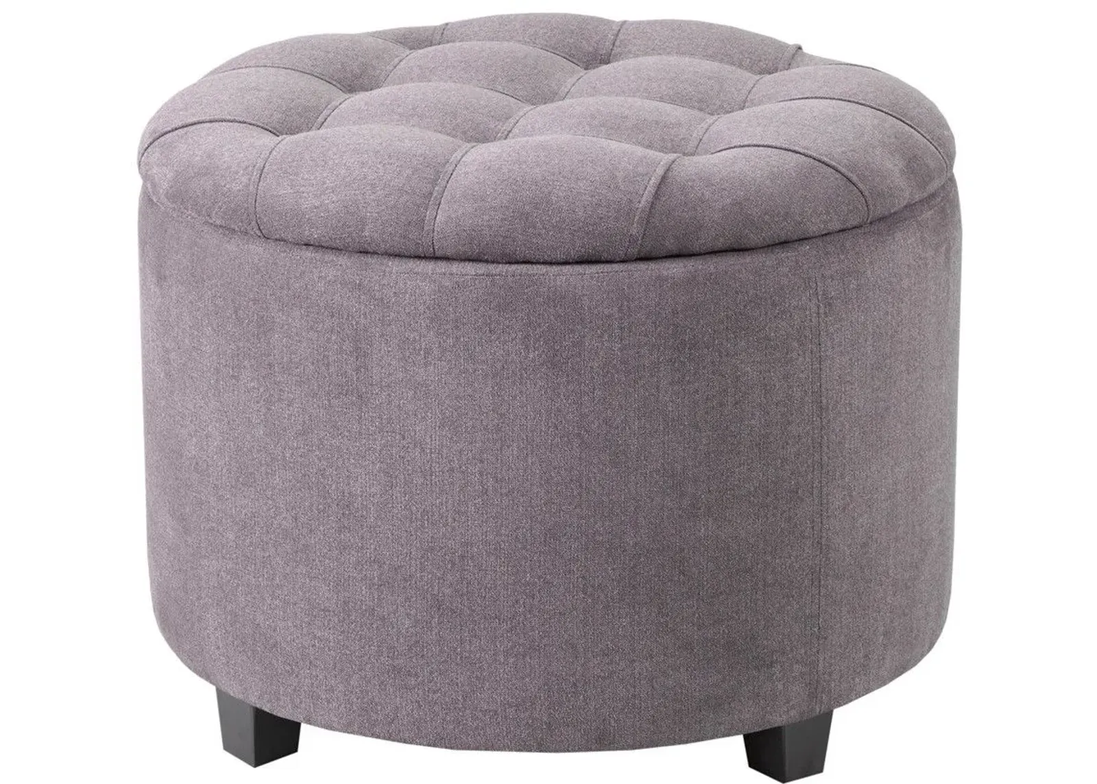 Olliix by Madison Park Grey Sasha Round Ottoman with Shoe Holder Insert