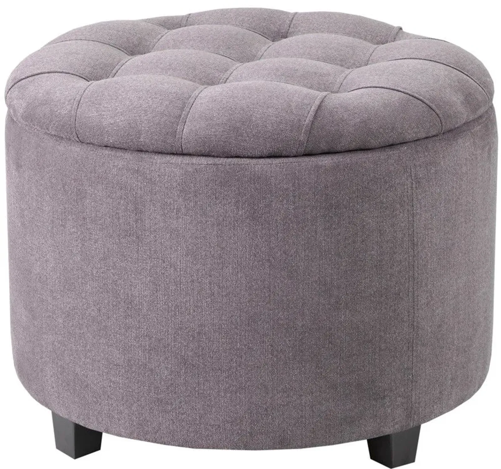 Olliix by Madison Park Grey Sasha Round Ottoman with Shoe Holder Insert