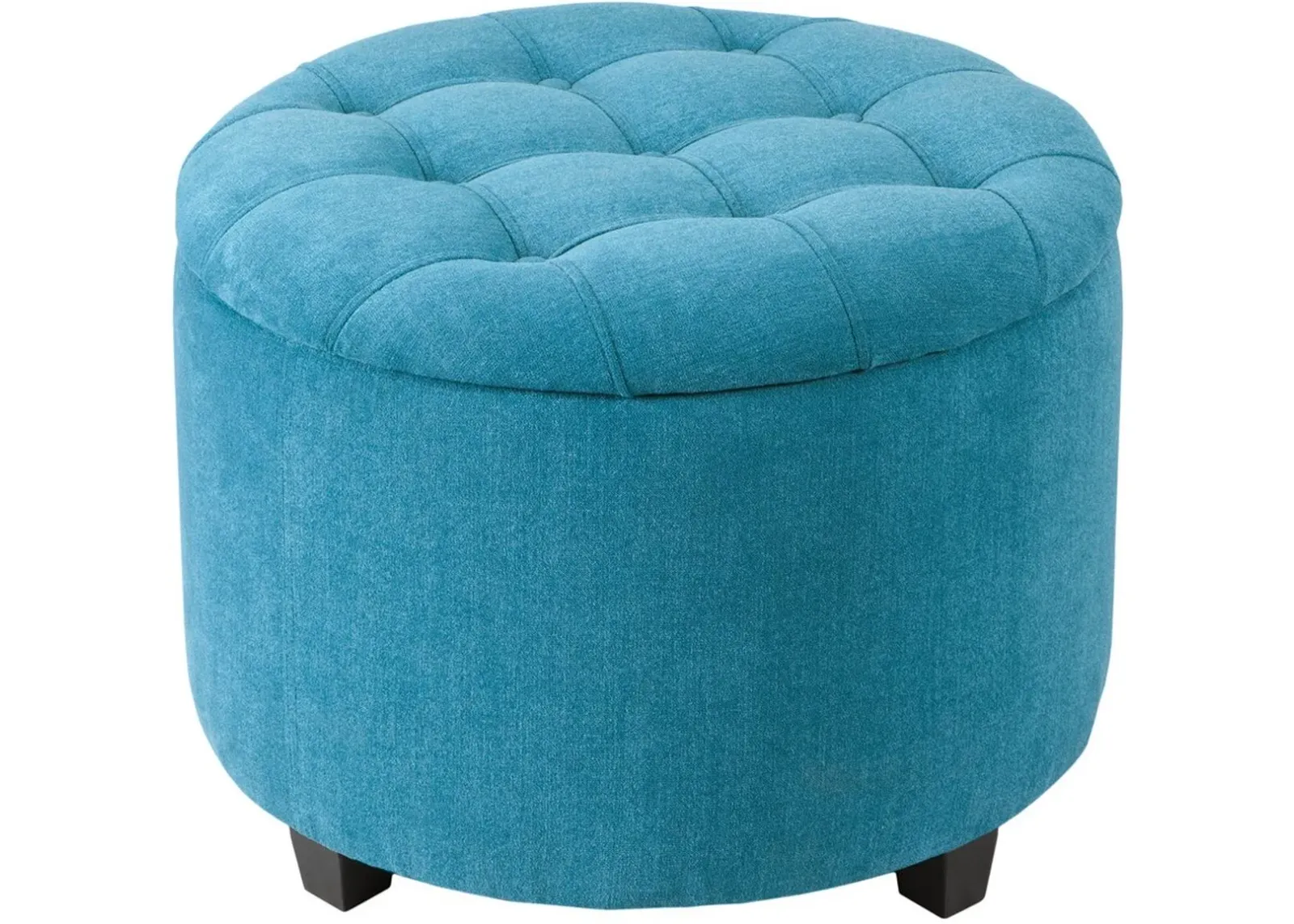 Olliix by Madison Park Blue Sasha Round Ottoman with Shoe Holder Insert