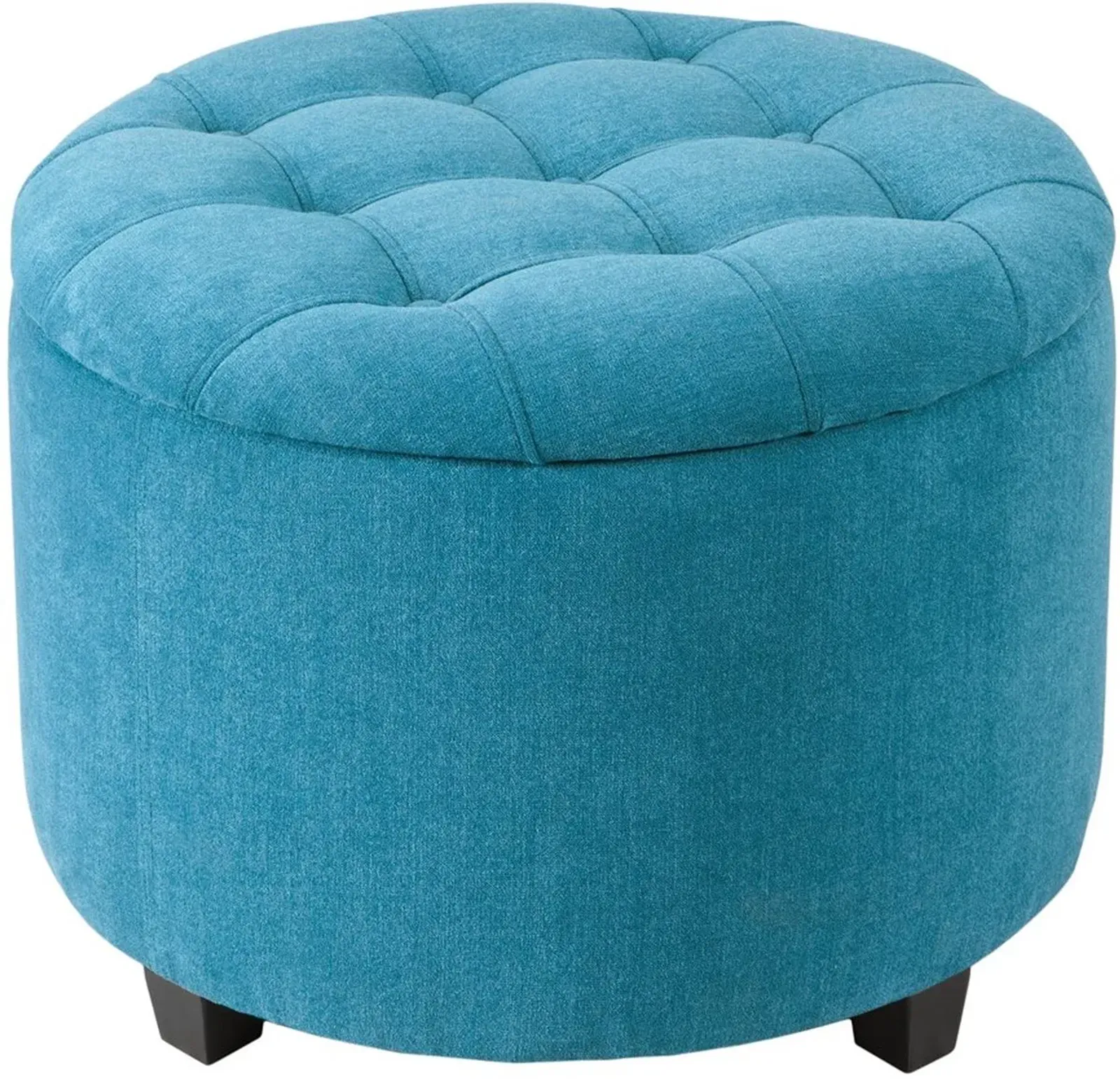 Olliix by Madison Park Blue Sasha Round Ottoman with Shoe Holder Insert