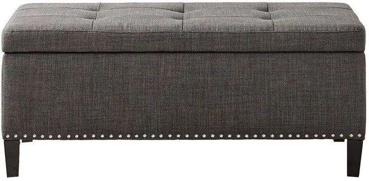 Olliix by Madison Park Charcoal Shandra II Tufted Top Storage Bench