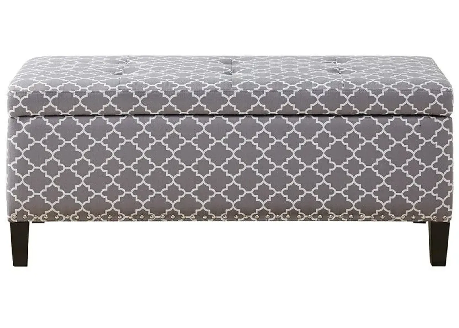 Olliix by Madison Park Grey Shandra II Tufted Top Storage Bench