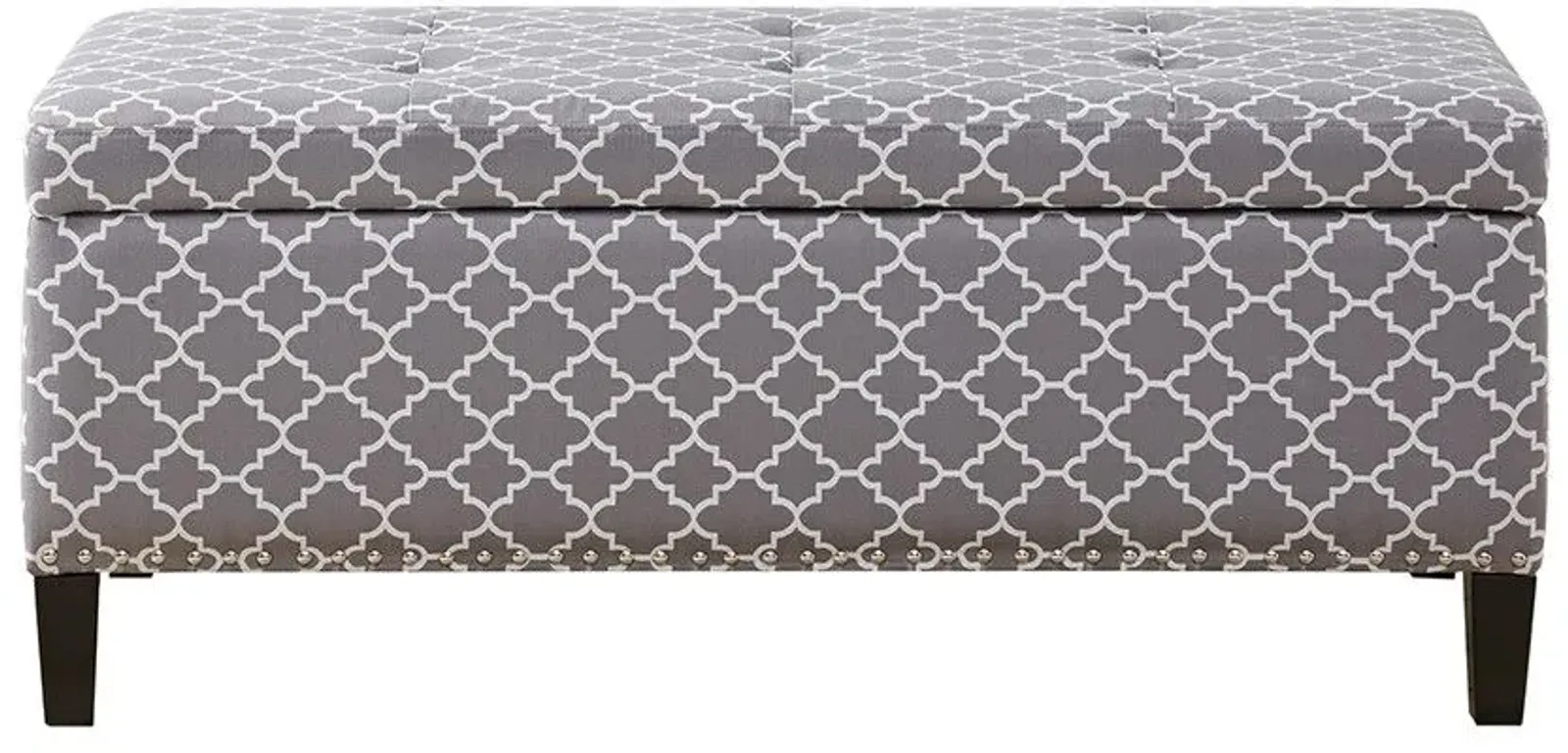 Olliix by Madison Park Grey Shandra II Tufted Top Storage Bench