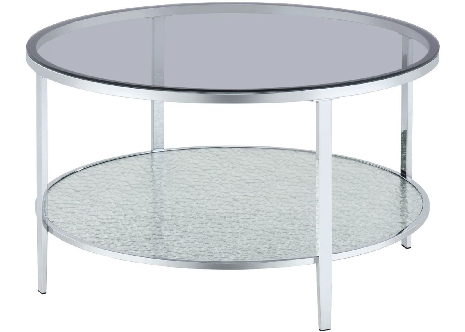 Steve Silver Co. Frostine Gray Glass Top Cocktail Table with Chrome Base