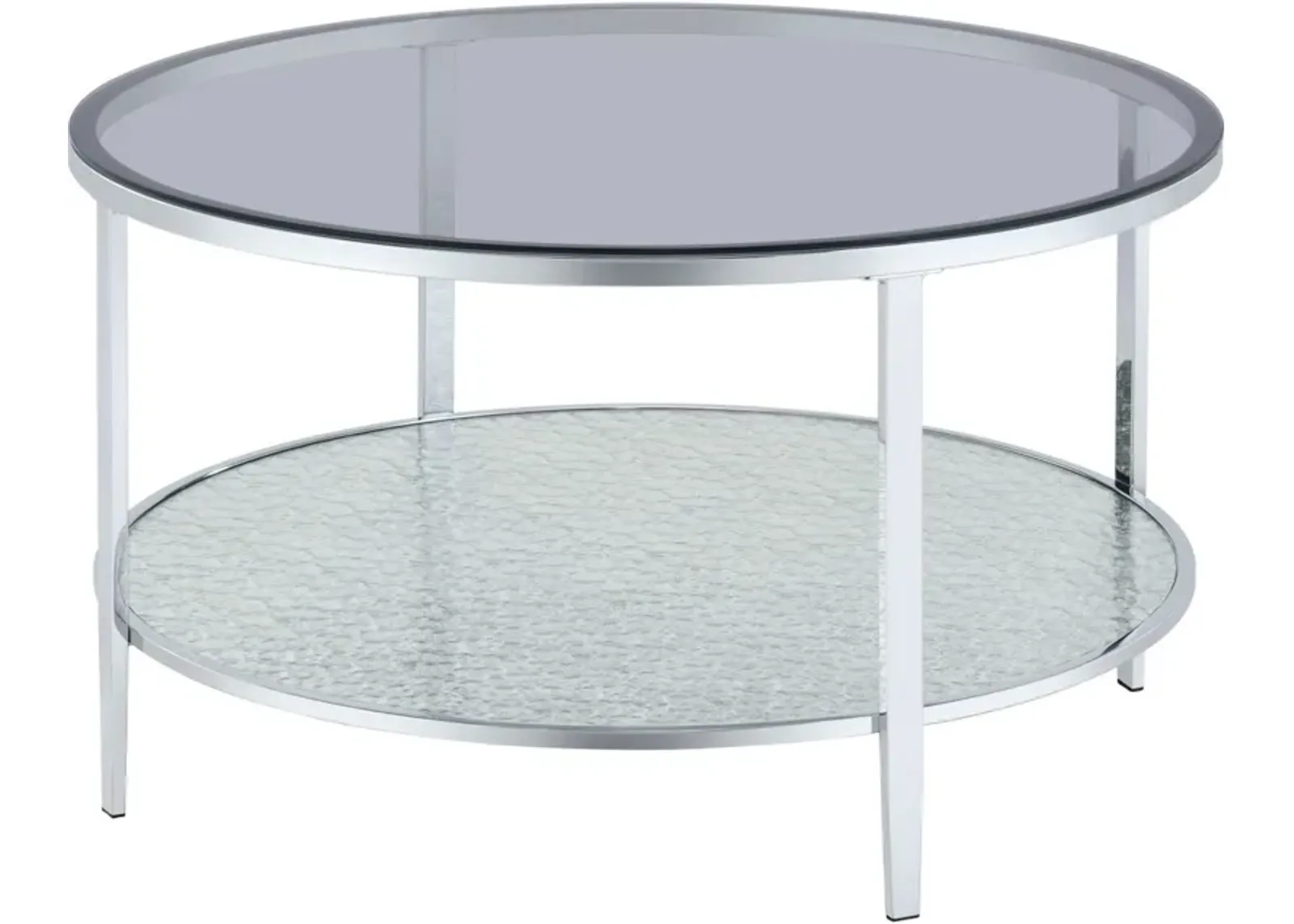 Steve Silver Co. Frostine Gray Glass Top Cocktail Table with Chrome Base