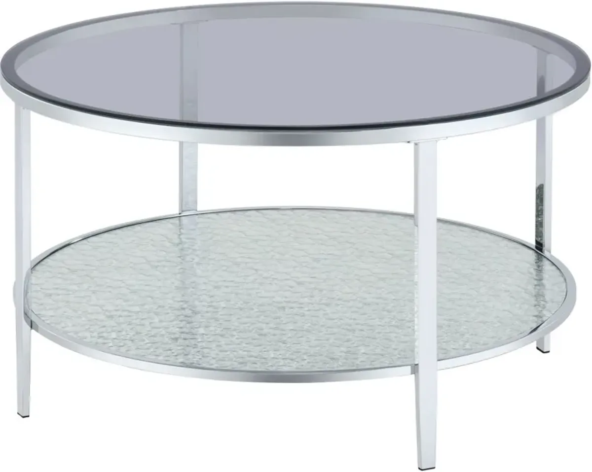 Steve Silver Co. Frostine Gray Glass Top Cocktail Table with Chrome Base