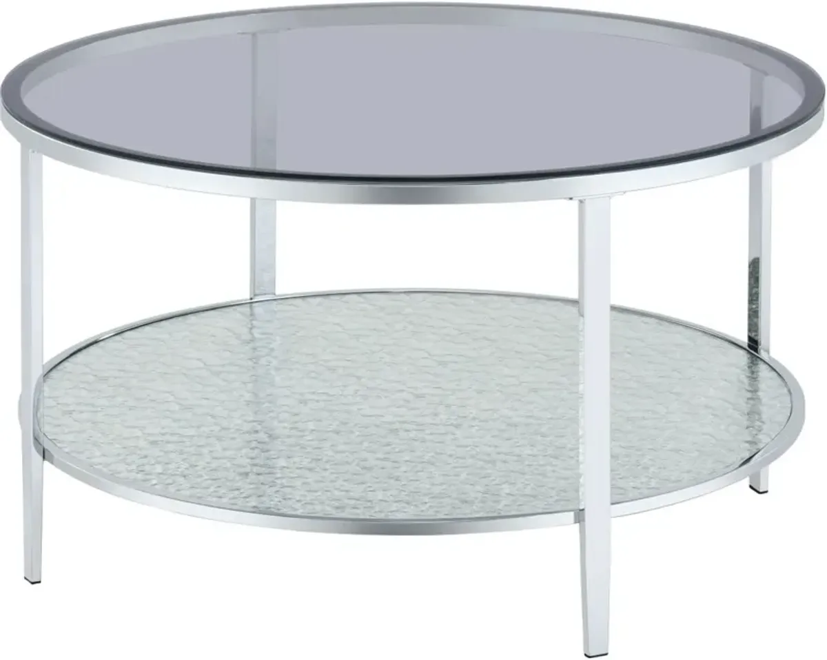 Steve Silver Co. Frostine Glass Top Cocktail Table with Chrome Base