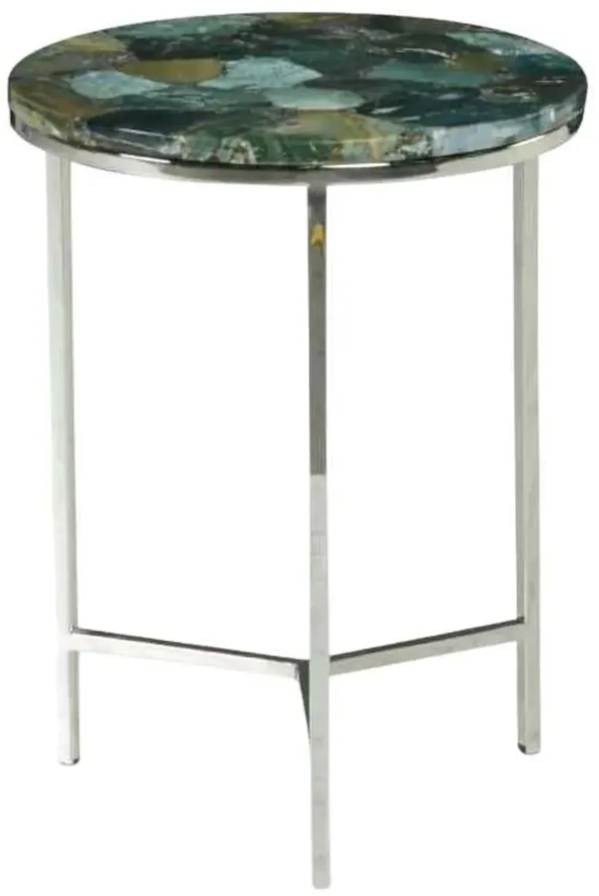 Steve Silver Co. Foster Green Chairside Table with Chrome Base