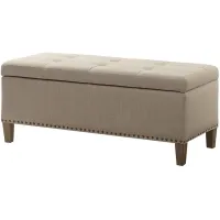 Olliix by Madison Park Light Taupe Shandra II Tufted Top Storage Bench