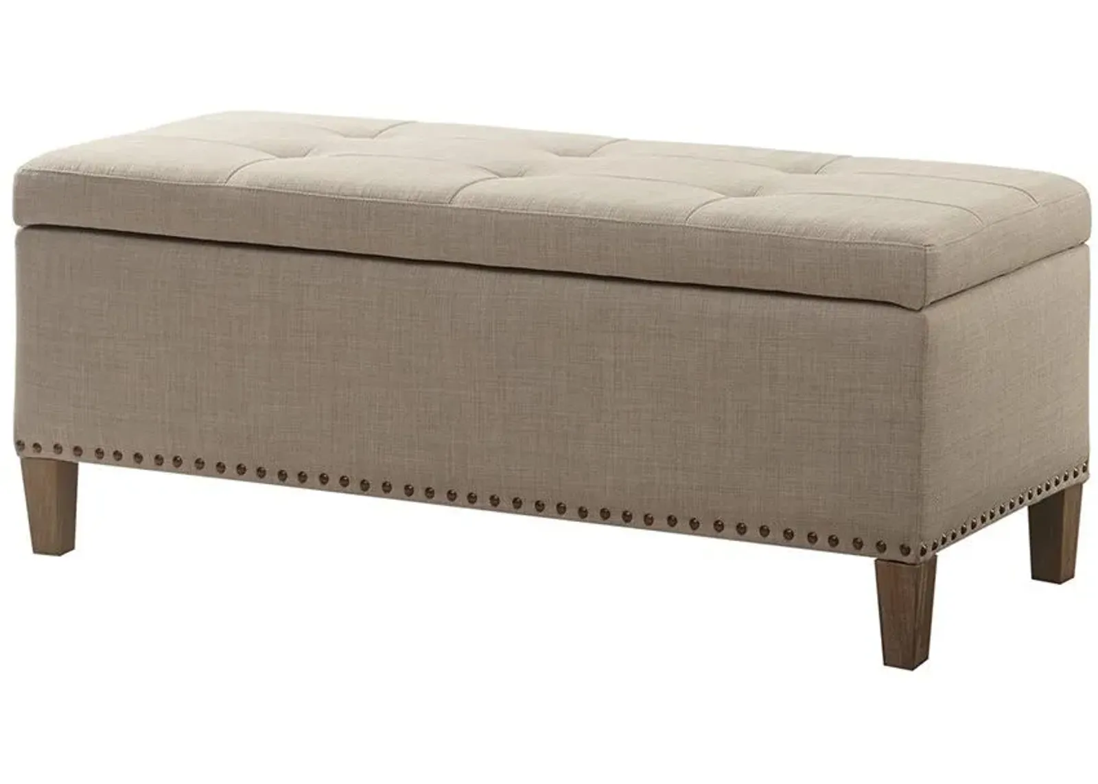 Olliix by Madison Park Light Taupe Shandra II Tufted Top Storage Bench