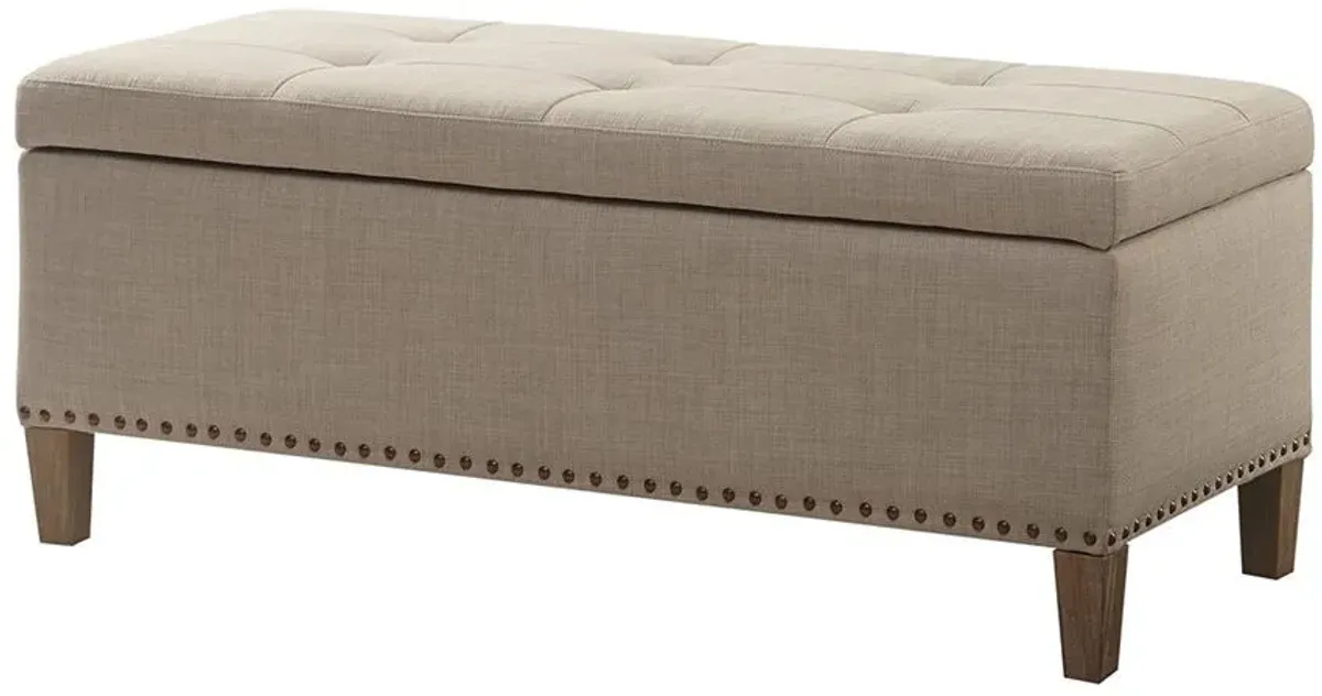 Olliix by Madison Park Light Taupe Shandra II Tufted Top Storage Bench