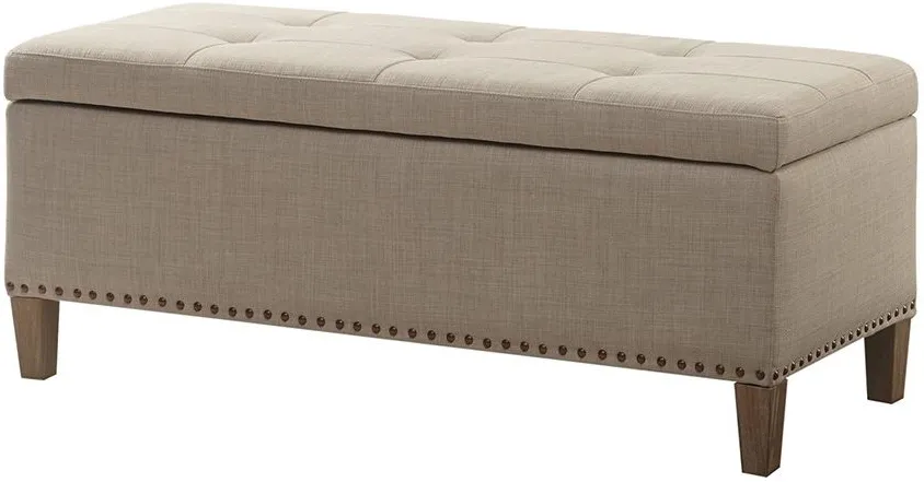 Olliix by Madison Park Light Taupe Shandra II Tufted Top Storage Bench