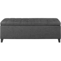 Olliix by Madison Park Charcoal Shandra Tufted Top Storage Bench