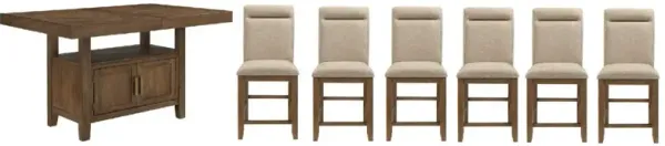 Steve Silver Co. Garland 7-Piece Distressed Toffee/Gray Counter Dining Table Set