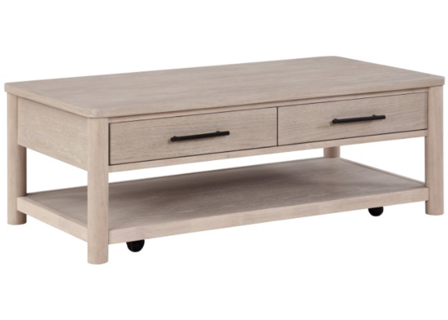 Steve Silver Co. Gabby Washed Oak Coffee Table with Casters