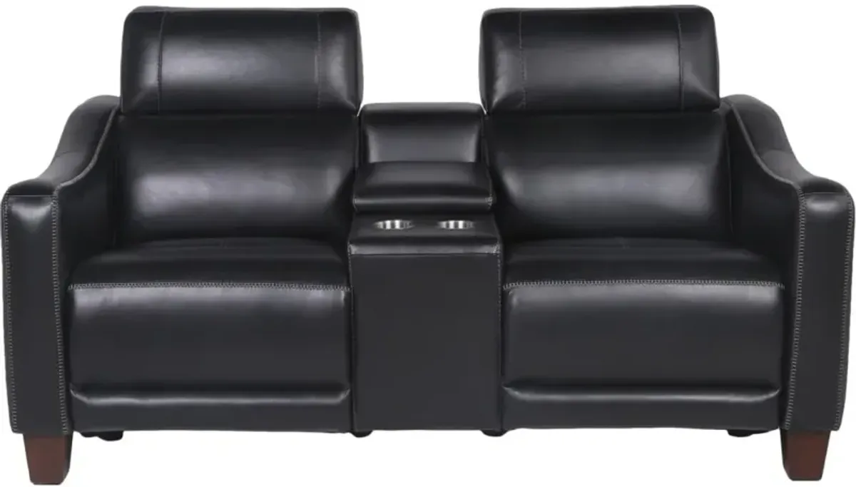 Steve Silver Co. Giorno Midnight Dual Power Reclining Loveseat with Console