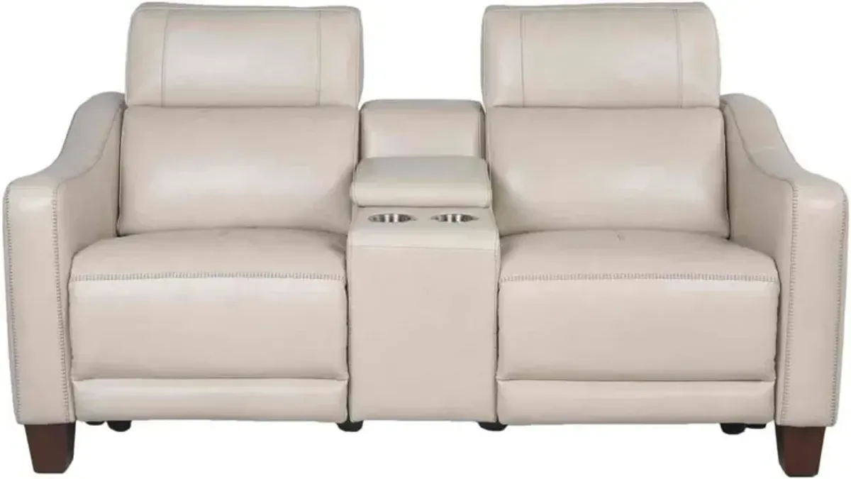 Steve Silver Co. Giorno Ivory Dual Power Reclining Loveseat with Console