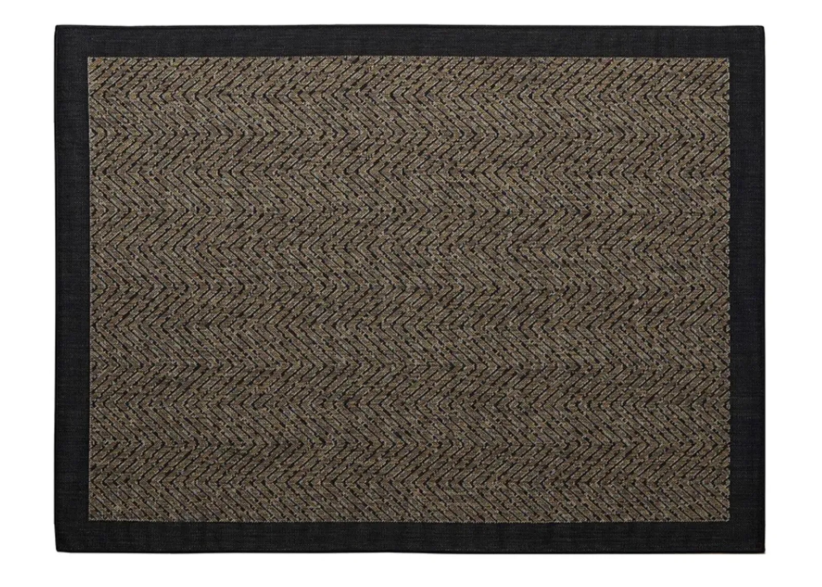 Olliix by Madison Park Dover Black/Natural 5x7' Textured Chevron Indoor/Outdoor Rug