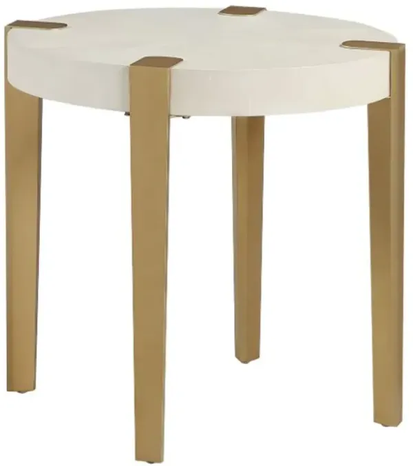 Steve Silver Co. Gracie White End Table with Gold Base