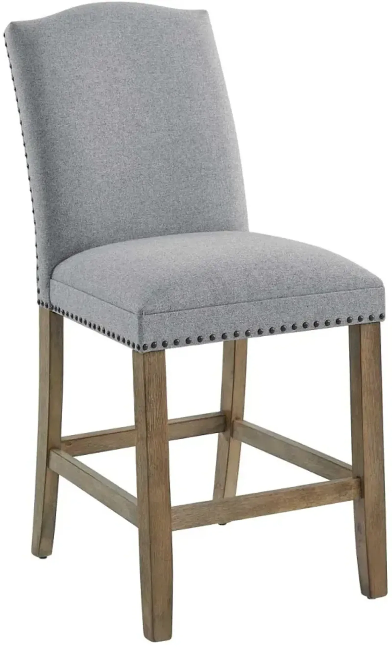 Steve Silver Co. Grayson Ash-Gray/Driftwood Upholstered Counter Stool with Nailhead Trim