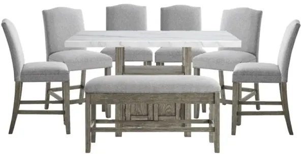 Steve Silver Co. Grayson 8-Piece Ash Gray/Driftwood/White Counter Height Dining Set