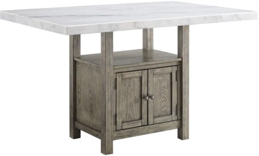 Steve Silver Co. Grayson White 60" Counter Height Storage Table with Driftwood Base