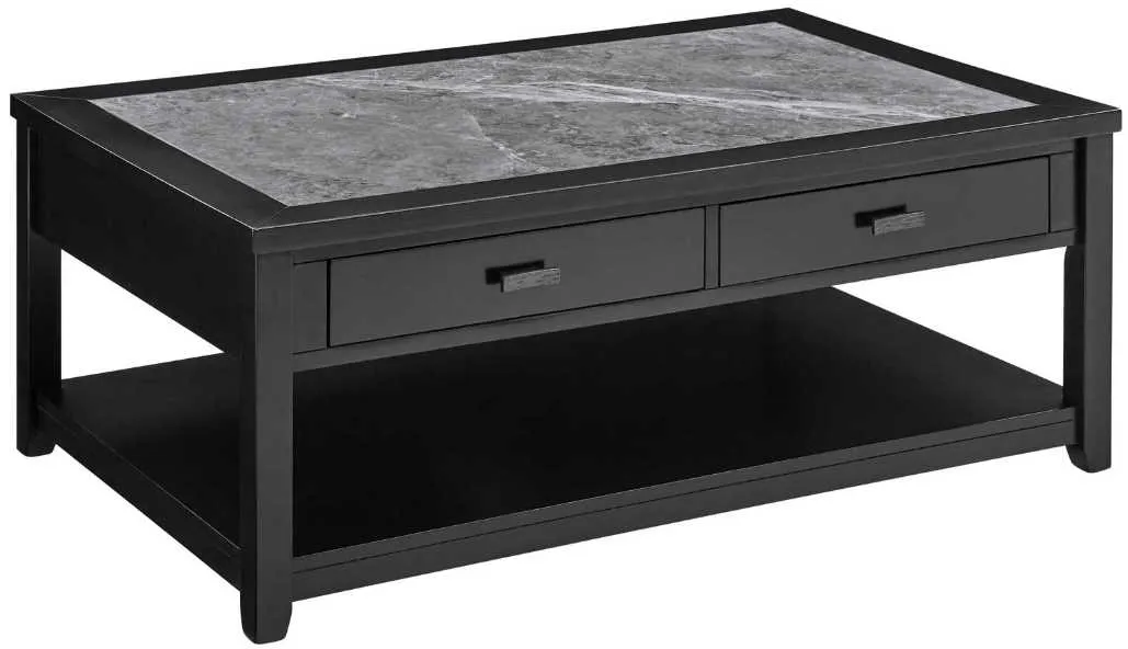 Steve Silver Co. Garvine Midnight Coffee Table with Gray Sintered Stone Top Insert