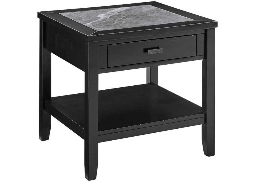 Steve Silver Co. Garvine Midnight End Table with Gray Sintered Stone Top Insert