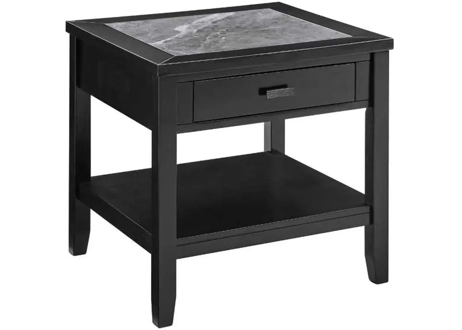 Steve Silver Co. Garvine Midnight End Table with Gray Sintered Stone Top Insert