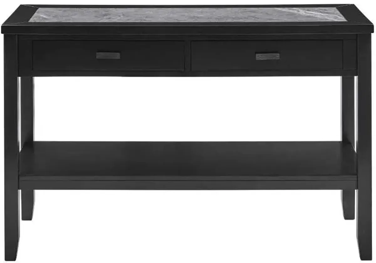 Steve Silver Co. Garvine Midnight Sofa Table with Gray Sintered Stone Top Insert