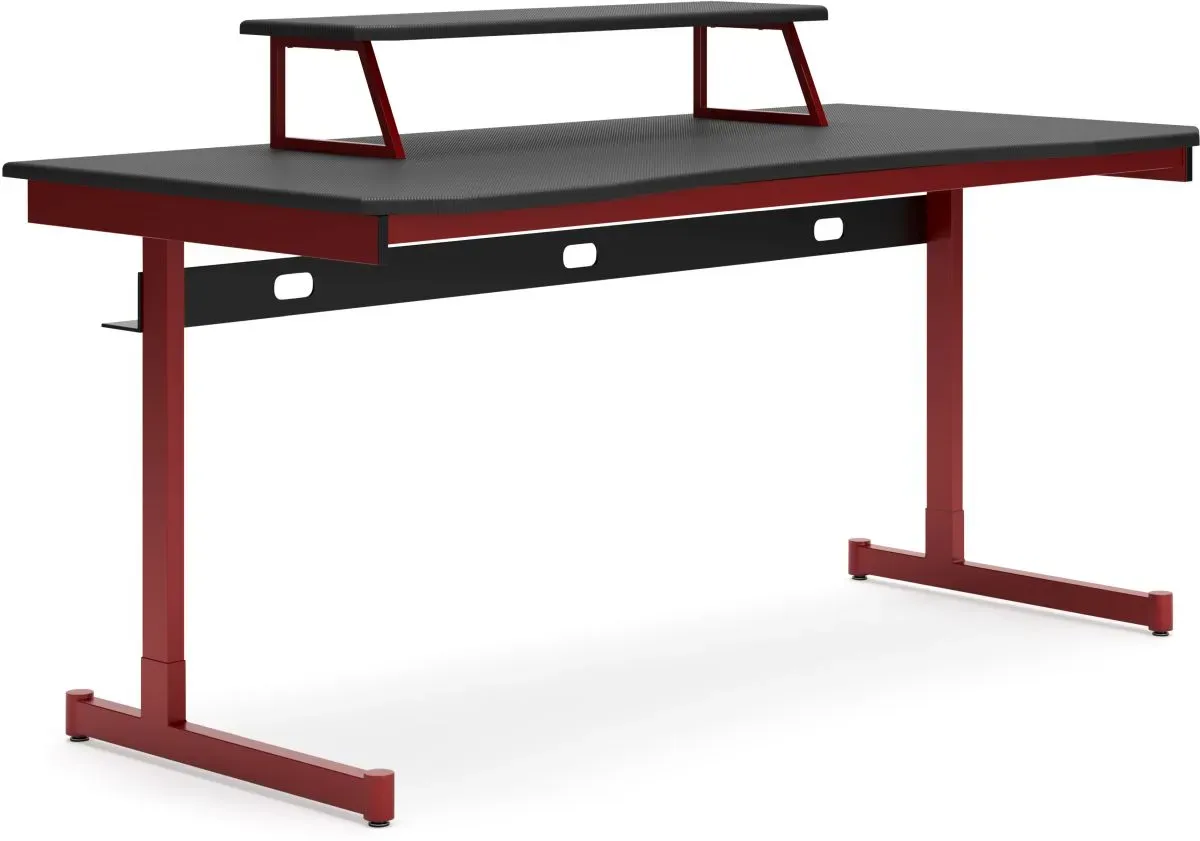 Signature Design by Ashley® Lynxtyn Red/Black Office Desk with Raised Monitor Stand