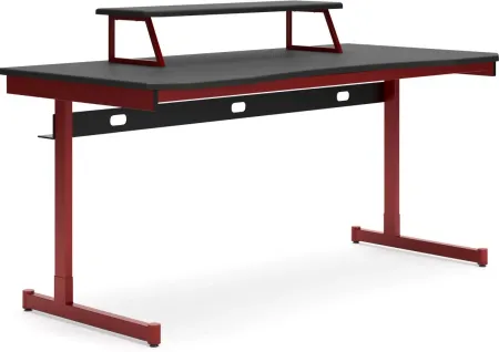 Signature Design by Ashley® Lynxtyn Red/Black Office Desk with Raised Monitor Stand