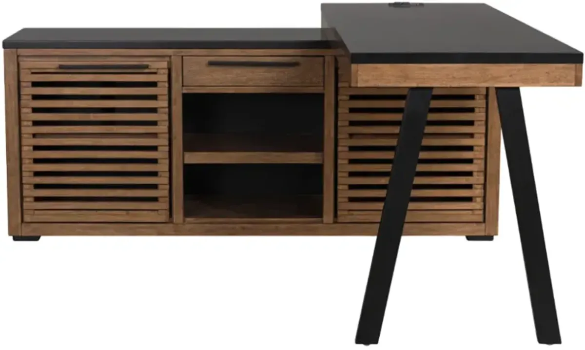 Signature Design by Ashley® Kallari Black/Warm Brown Credenza with Desk Return