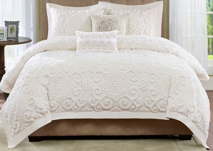 Olliix by Harbor House Suzanna Ivory Full/Queen Cotton Comforter Mini Set