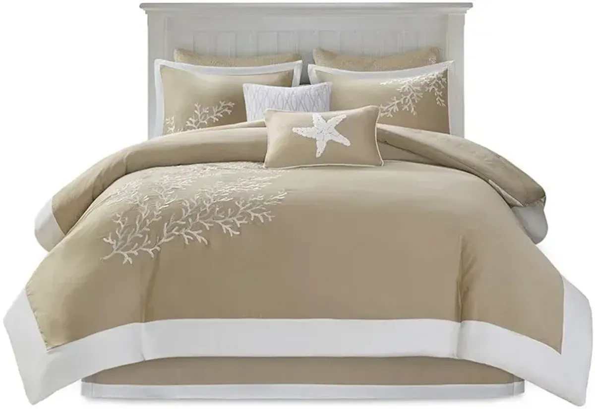 Olliix by Harbor House Coastline 6 Piece Khaki Full Comforter Set