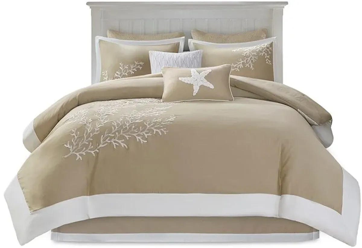 Olliix by Harbor House Coastline 6 Piece Khaki Full Comforter Set