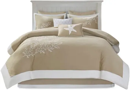 Olliix by Harbor House Coastline 6 Piece Khaki Queen Comforter Set