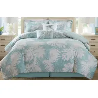 Olliix by Harbor House 6 Piece Blue Full Palm Grove Cotton Printed Comforter Set