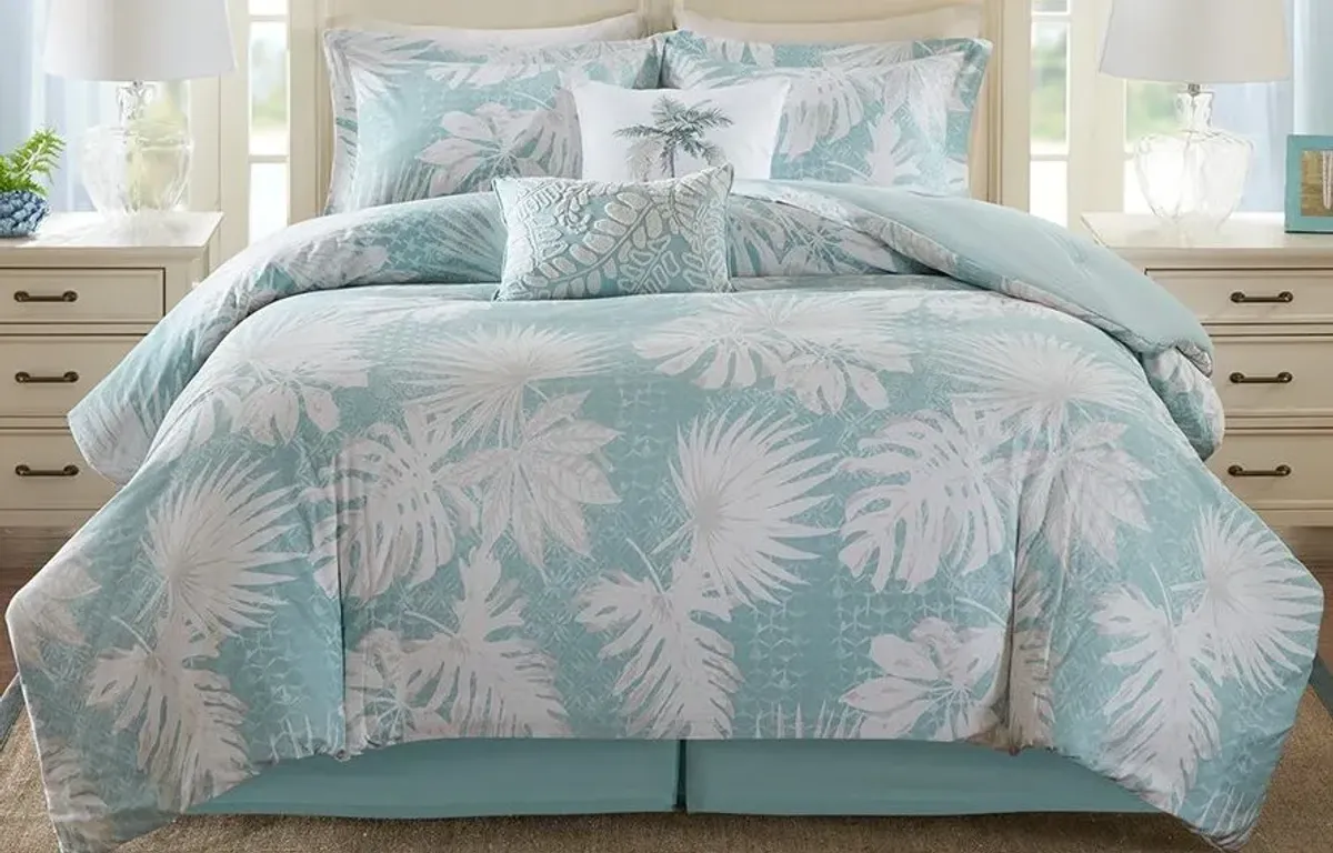 Olliix by Harbor House 6 Piece Blue Full Palm Grove Cotton Printed Comforter Set