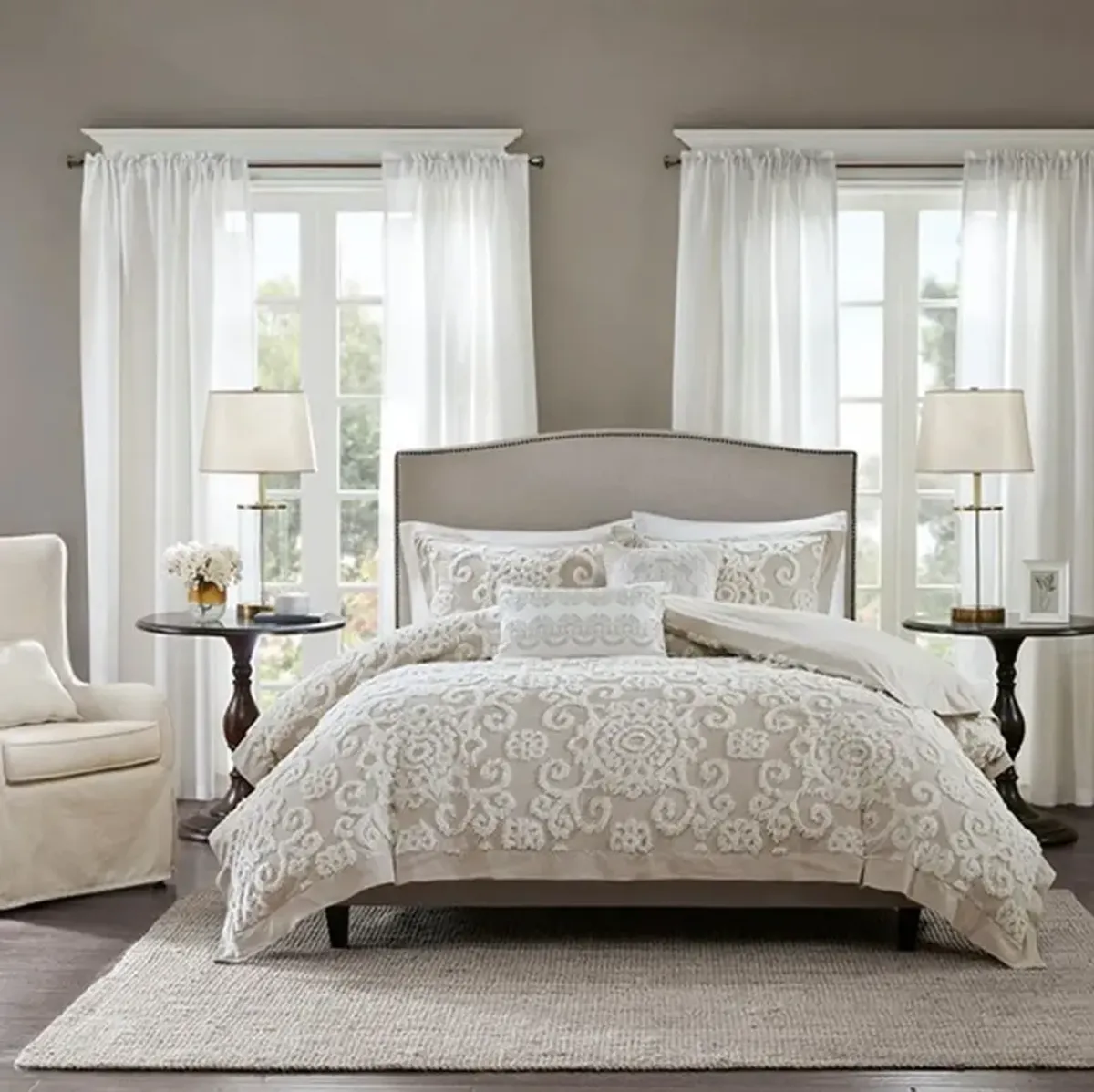 Olliix by Harbor House Taupe Full/Queen Suzanna Cotton Comforter Mini Set