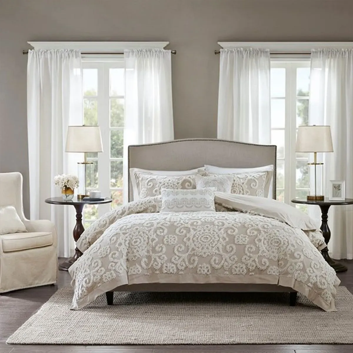 Olliix by Harbor House Taupe Full/Queen Suzanna Cotton Comforter Mini Set